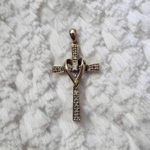 Vintage 10k Gold Diamond Cross Pendant